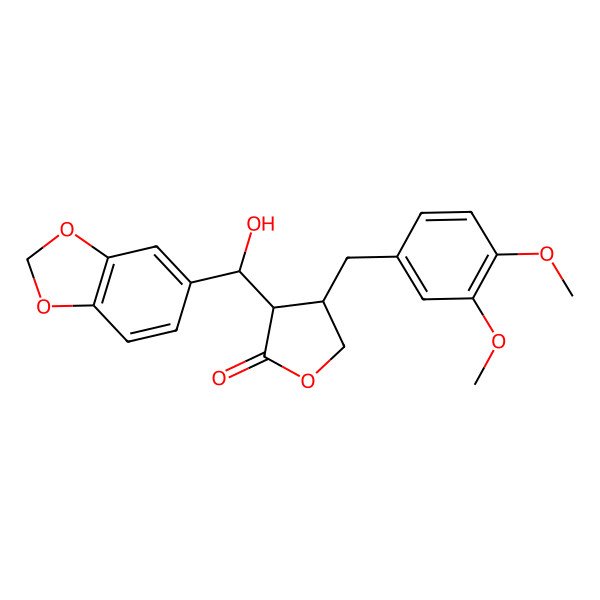 2D Structure of (3S,4R)-3-[(S)-1,3-benzodioxol-5-yl(hydroxy)methyl]-4-[(3,4-dimethoxyphenyl)methyl]oxolan-2-one