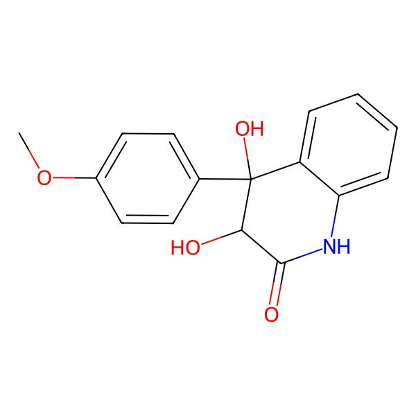 2D Structure of (3S,4R)-3,4-dihydroxy-4-(4-methoxyphenyl)-1,3-dihydroquinolin-2-one