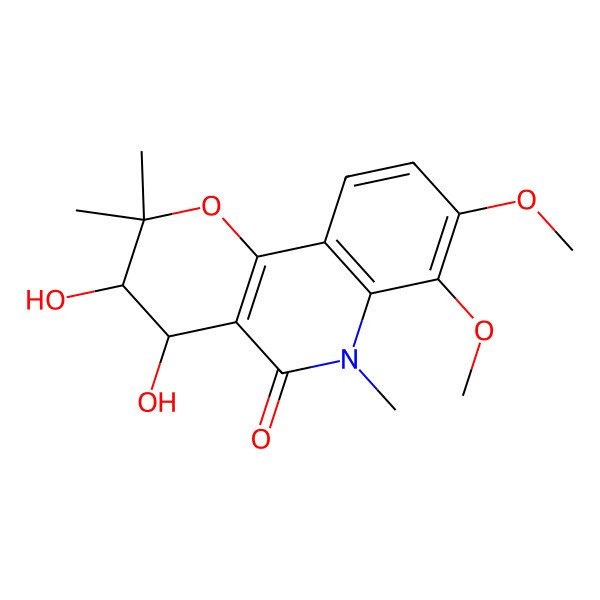 2D Structure of (3S,4R)-3,4-dihydroxy-7,8-dimethoxy-2,2,6-trimethyl-3,4-dihydropyrano[3,2-c]quinolin-5-one