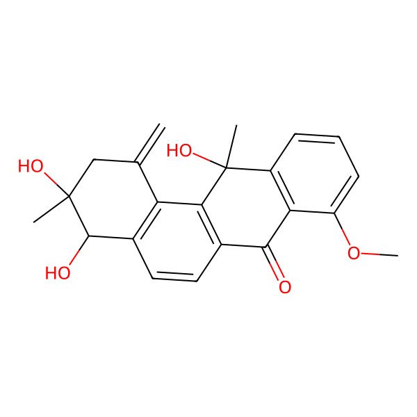 2D Structure of (3S,4R)-3,4,12-trihydroxy-8-methoxy-3,12-dimethyl-1-methylidene-2,4-dihydrobenzo[a]anthracen-7-one