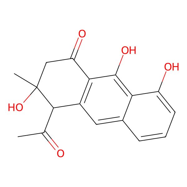 2D Structure of (3S,4R)-4-acetyl-3,8,9-trihydroxy-3-methyl-2,4-dihydroanthracen-1-one