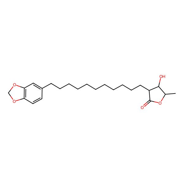 2D Structure of (3S,4R,5R)-3-[11-(1,3-benzodioxol-5-yl)undecyl]-4-hydroxy-5-methyloxolan-2-one