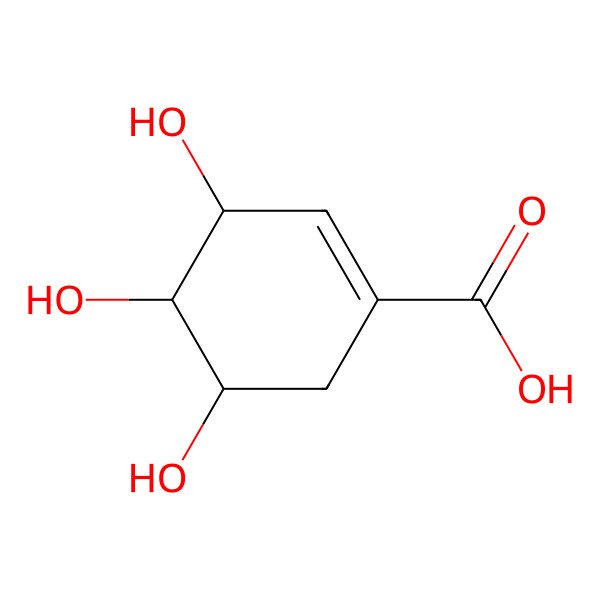 2D Structure of (3S,4R,5R)-3,4,5-trihydroxycyclohexene-1-carboxylic acid