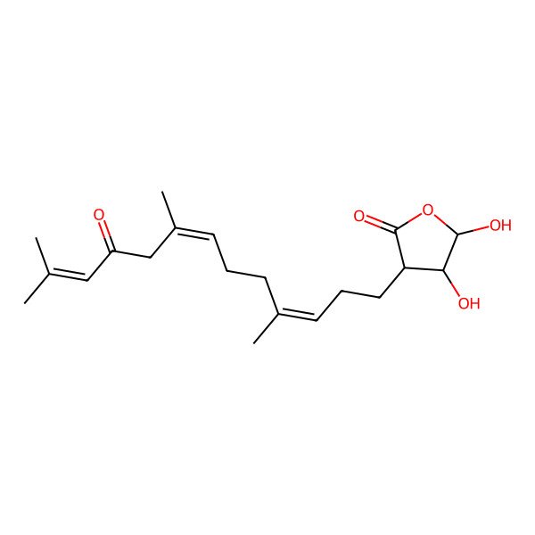 2D Structure of (3S,4R,5R)-4,5-dihydroxy-3-[(3E,7E)-4,8,12-trimethyl-10-oxotrideca-3,7,11-trienyl]oxolan-2-one
