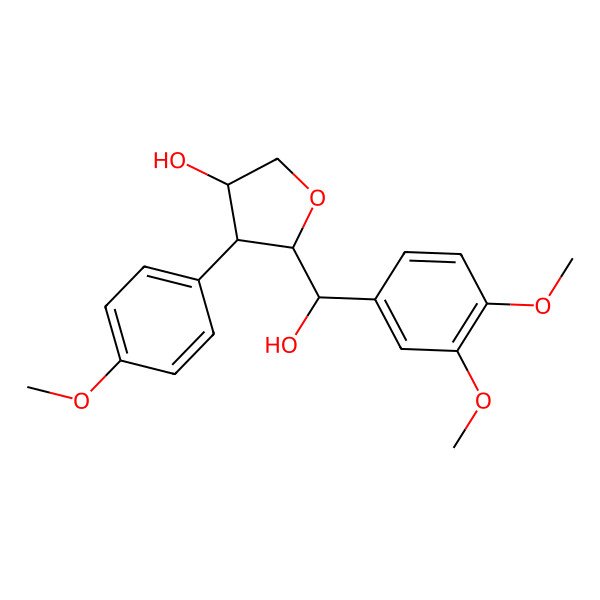 2D Structure of (3S,4R,5S)-5-[(R)-(3,4-dimethoxyphenyl)-hydroxymethyl]-4-(4-methoxyphenyl)oxolan-3-ol