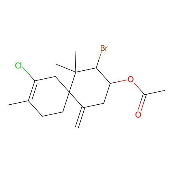 2D Structure of [(3S,4R,6S)-4-bromo-10-chloro-5,5,9-trimethyl-1-methylidenespiro[5.5]undec-9-en-3-yl] acetate