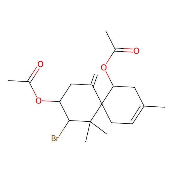 2D Structure of [(3S,4R,6S,11R)-11-acetyloxy-4-bromo-5,5,9-trimethyl-1-methylidenespiro[5.5]undec-8-en-3-yl] acetate