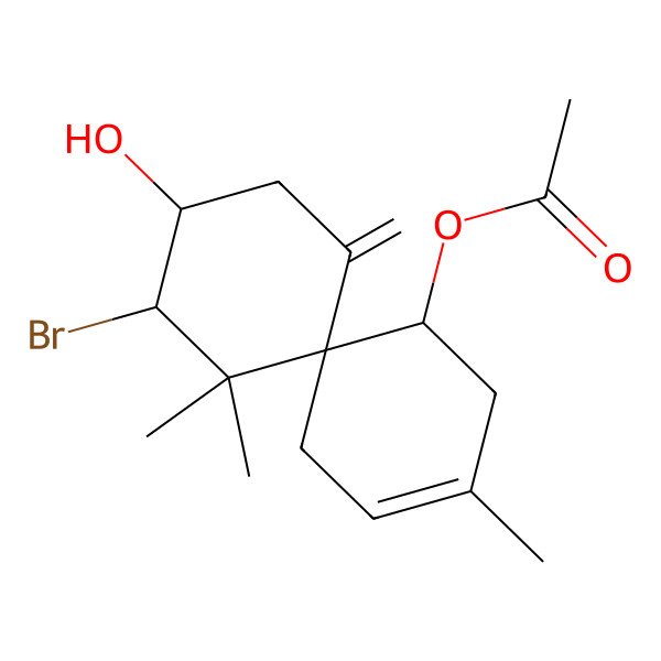 2D Structure of [(3S,4R,6S,11R)-4-bromo-3-hydroxy-5,5,9-trimethyl-1-methylidenespiro[5.5]undec-8-en-11-yl] acetate