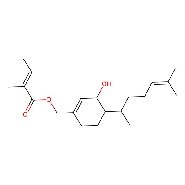 2D Structure of [(3S,4S)-3-hydroxy-4-[(2S)-6-methylhept-5-en-2-yl]cyclohexen-1-yl]methyl (Z)-2-methylbut-2-enoate