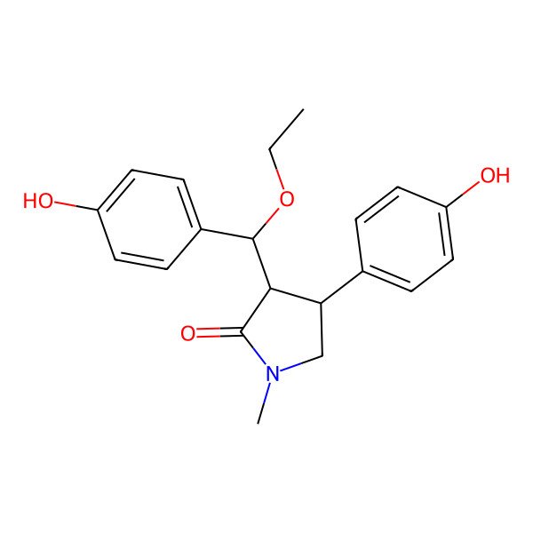2D Structure of (3S,4S)-3-[(R)-ethoxy-(4-hydroxyphenyl)methyl]-4-(4-hydroxyphenyl)-1-methylpyrrolidin-2-one