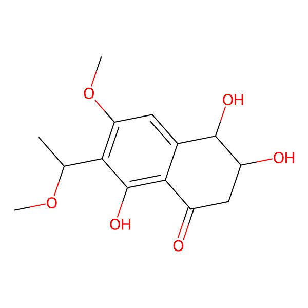 2D Structure of (3S,4S)-3,4,8-trihydroxy-6-methoxy-7-[(1R)-1-methoxyethyl]-3,4-dihydro-2H-naphthalen-1-one