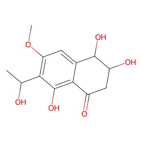 2D Structure of (3S,4S)-3,4,8-trihydroxy-7-[(1R)-1-hydroxyethyl]-6-methoxy-3,4-dihydro-2H-naphthalen-1-one