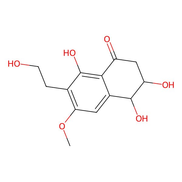 2D Structure of (3S,4S)-3,4,8-trihydroxy-7-(2-hydroxyethyl)-6-methoxy-3,4-dihydro-2H-naphthalen-1-one