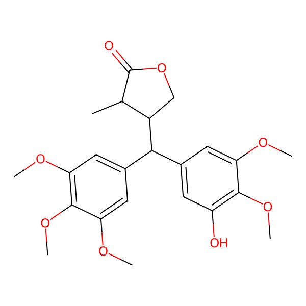 2D Structure of (3S,4S)-4-[(3-hydroxy-4,5-dimethoxyphenyl)-(3,4,5-trimethoxyphenyl)methyl]-3-methyloxolan-2-one