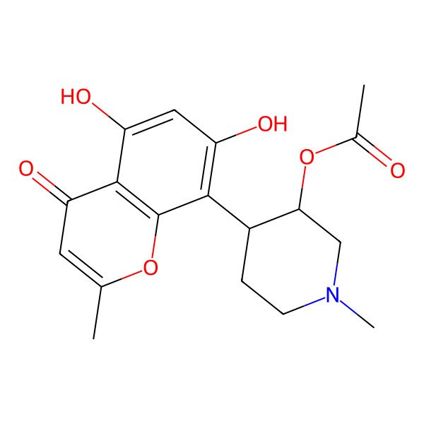 2D Structure of [(3S,4S)-4-(5,7-dihydroxy-2-methyl-4-oxochromen-8-yl)-1-methylpiperidin-3-yl] acetate