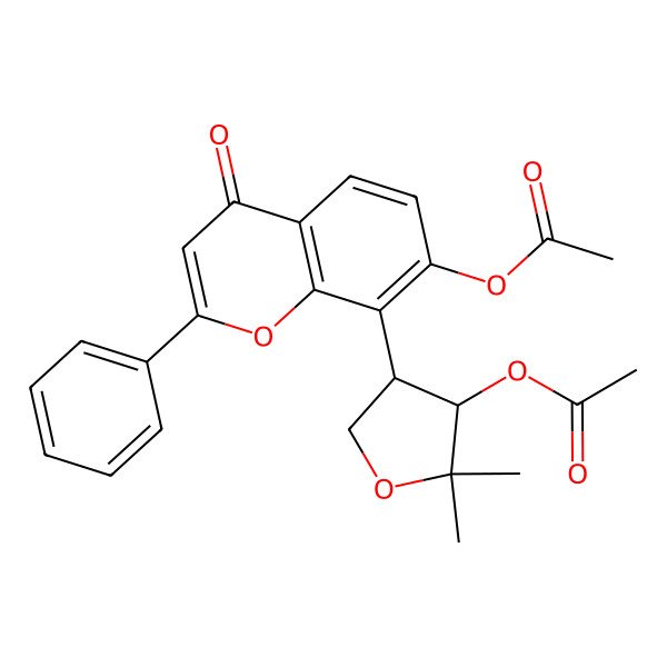 2D Structure of [(3S,4S)-4-(7-acetyloxy-4-oxo-2-phenylchromen-8-yl)-2,2-dimethyloxolan-3-yl] acetate