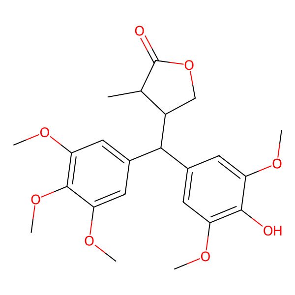 2D Structure of (3S,4S)-4-[(S)-(4-hydroxy-3,5-dimethoxyphenyl)-(3,4,5-trimethoxyphenyl)methyl]-3-methyloxolan-2-one