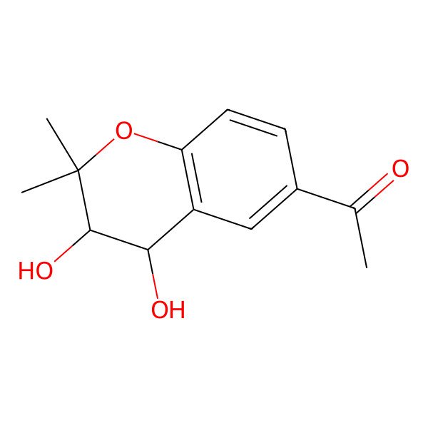 2D Structure of (3S,4S)-6-Acetyl-3,4-dihydroxy-2,2-dimethylchromane
