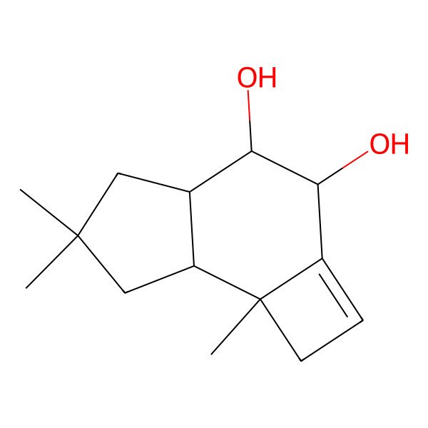 2D Structure of (3S,4S,4aR,7aS,7bR)-6,6,7b-trimethyl-3,4,4a,5,7,7a-hexahydro-1H-cyclobuta[e]indene-3,4-diol