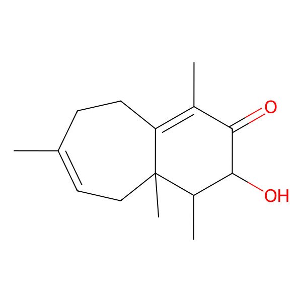 2D Structure of (3S,4S,4aS)-3-hydroxy-1,4,4a,7-tetramethyl-4,5,8,9-tetrahydro-3H-benzo[7]annulen-2-one