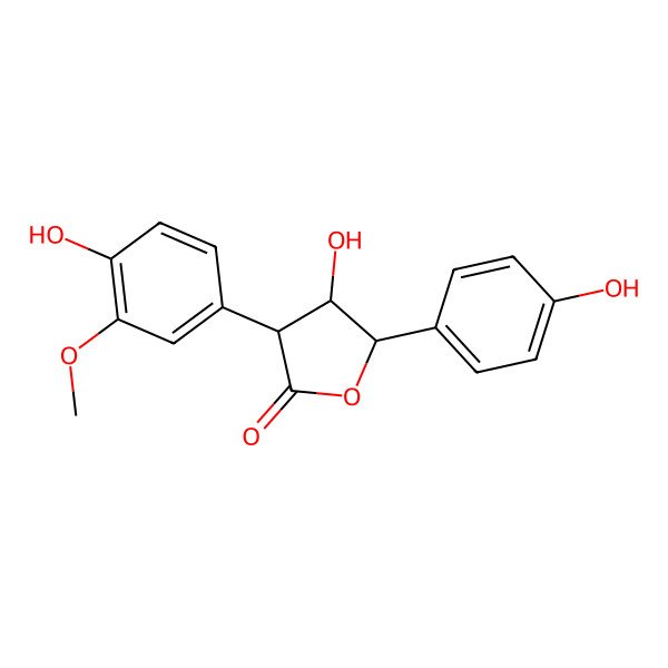 2D Structure of (3S,4S,5R)-4-hydroxy-3-(4-hydroxy-3-methoxyphenyl)-5-(4-hydroxyphenyl)oxolan-2-one