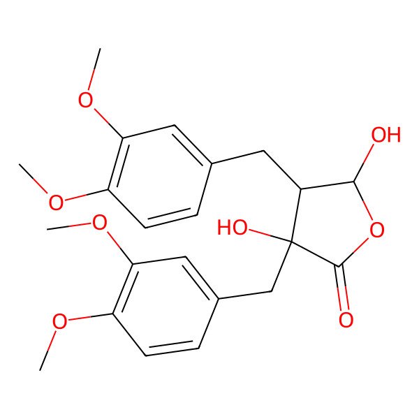 2D Structure of (3S,4S,5S)-3,4-bis[(3,4-dimethoxyphenyl)methyl]-3,5-dihydroxyoxolan-2-one