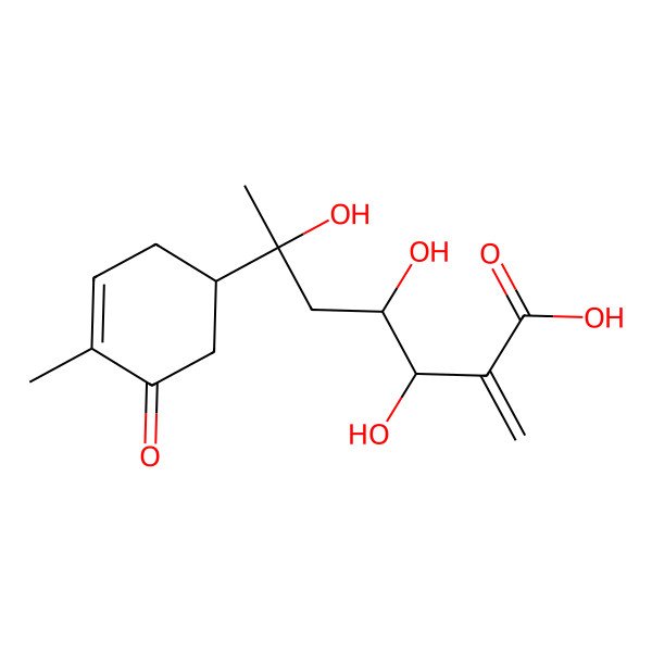 2D Structure of (3S,4S,6R)-3,4,6-trihydroxy-2-methylidene-6-[(1R)-4-methyl-5-oxocyclohex-3-en-1-yl]heptanoic acid
