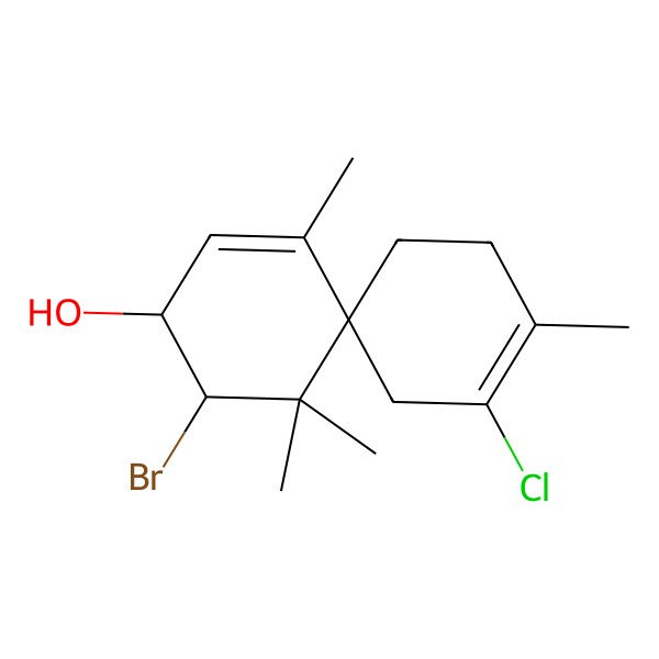2D Structure of (3S,4S,6R)-4-bromo-10-chloro-1,5,5,9-tetramethylspiro[5.5]undeca-1,9-dien-3-ol