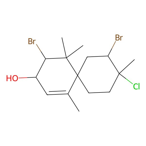 2D Structure of (3S,4S,6S)-4,10-dibromo-9-chloro-1,5,5,9-tetramethylspiro[5.5]undec-1-en-3-ol