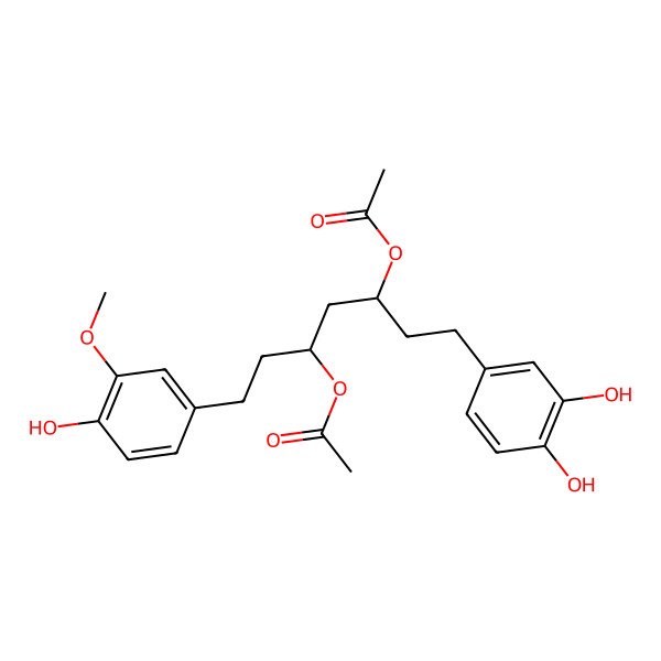 2D Structure of [(3S,5R)-5-acetyloxy-1-(3,4-dihydroxyphenyl)-7-(4-hydroxy-3-methoxyphenyl)heptan-3-yl] acetate