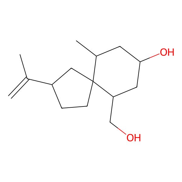2D Structure of (3S,5R,6R,8S,10S)-10-(hydroxymethyl)-6-methyl-3-prop-1-en-2-ylspiro[4.5]decan-8-ol
