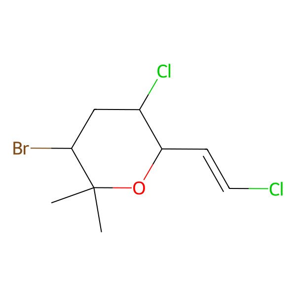 2D Structure of (3S,5R,6S)-3-bromo-5-chloro-6-[(E)-2-chloroethenyl]-2,2-dimethyloxane