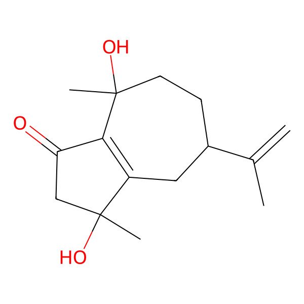 2D Structure of (3S,5R,8S)-3,8-dihydroxy-3,8-dimethyl-5-prop-1-en-2-yl-4,5,6,7-tetrahydro-2H-azulen-1-one