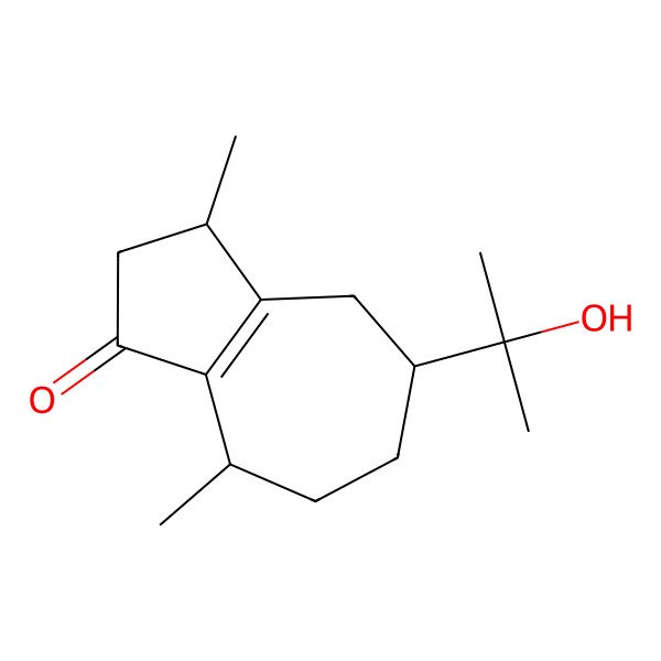 2D Structure of (3S,5R,8S)-5-(2-hydroxypropan-2-yl)-3,8-dimethyl-3,4,5,6,7,8-hexahydro-2H-azulen-1-one
