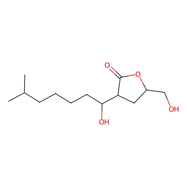 2D Structure of (3S,5S)-5-(hydroxymethyl)-3-[(1R)-1-hydroxy-6-methylheptyl]oxolan-2-one