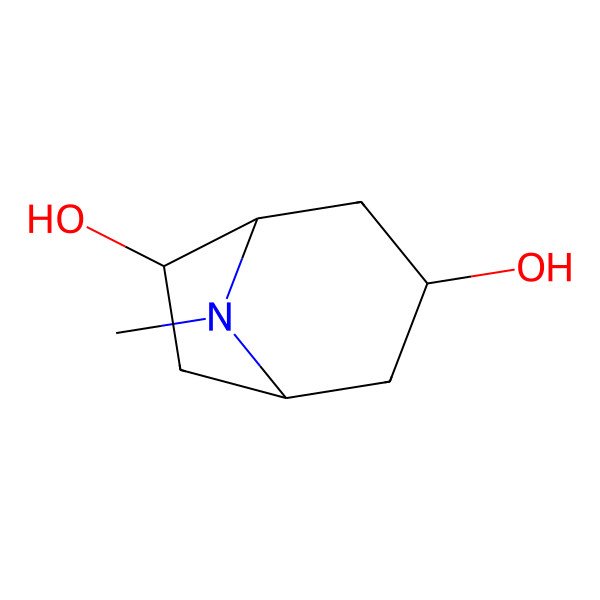 2D Structure of (3S,5S,6R)-8-methyl-8-azabicyclo[3.2.1]octane-3,6-diol
