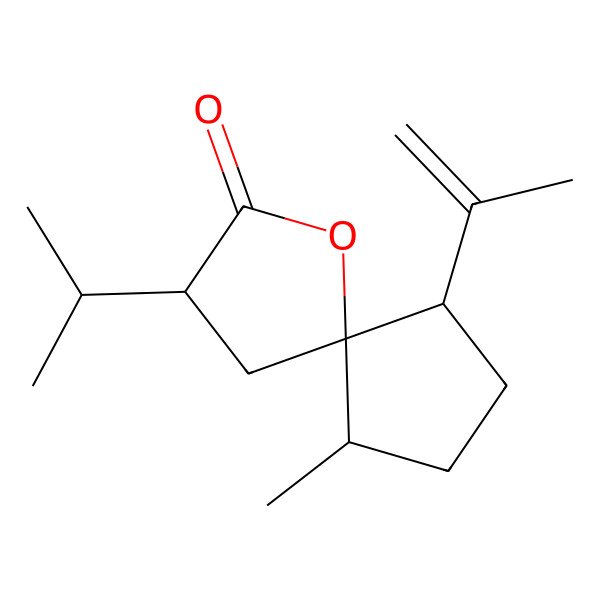 2D Structure of (3S,5S,6S,9S)-6-methyl-3-propan-2-yl-9-prop-1-en-2-yl-1-oxaspiro[4.4]nonan-2-one
