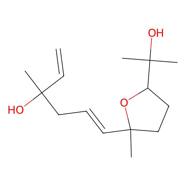 2D Structure of (3S,5Z)-6-[(2R,5S)-5-(2-hydroxypropan-2-yl)-2-methyloxolan-2-yl]-3-methylhexa-1,5-dien-3-ol