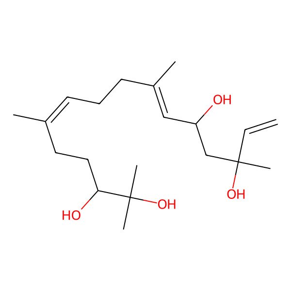 2D Structure of (3S,6E,10E,12R,14S)-2,6,10,14-tetramethylhexadeca-6,10,15-triene-2,3,12,14-tetrol 2D Structure of (3S,6E,10E,12R,14S)-2,6,10,14-tetramethylhexadeca-6,10,15-triene-2,3,12,14-tetrol