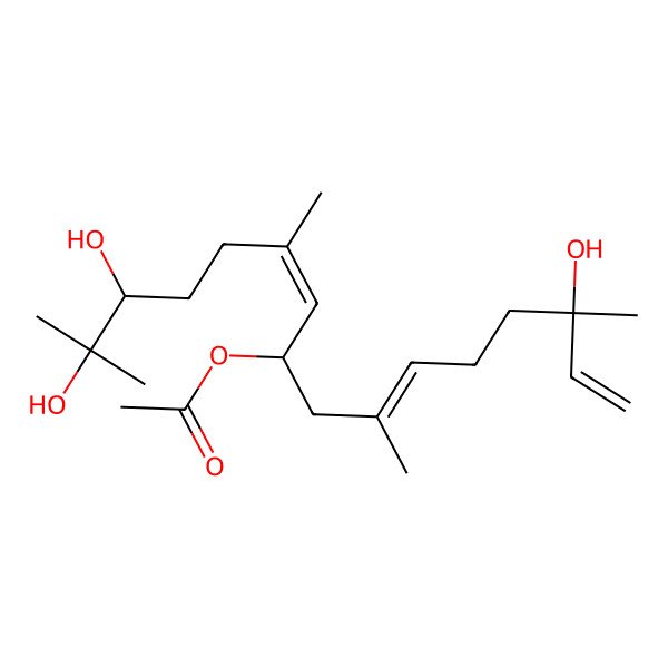 2D Structure of [(3S,6E,8S,10E,14S)-2,3,14-trihydroxy-2,6,10,14-tetramethylhexadeca-6,10,15-trien-8-yl] acetate