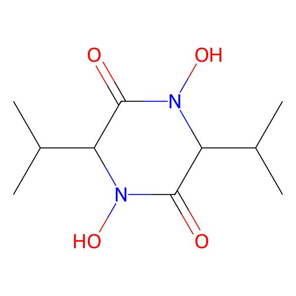 2D Structure of (3S,6S)-1,4-dihydroxy-3,6-di(propan-2-yl)piperazine-2,5-dione