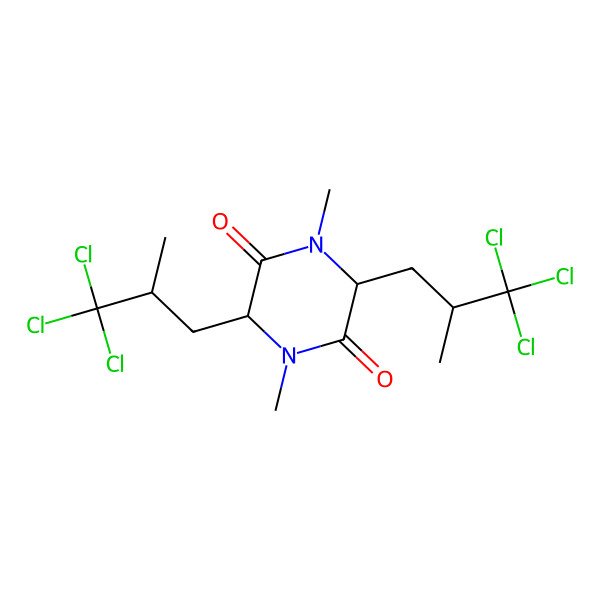 2D Structure of (3S,6S)-1,4-dimethyl-3,6-bis[(2R)-3,3,3-trichloro-2-methylpropyl]piperazine-2,5-dione