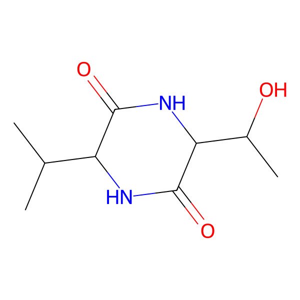 2D Structure of (3S,6S)-3-[(1R)-1-hydroxyethyl]-6-propan-2-ylpiperazine-2,5-dione