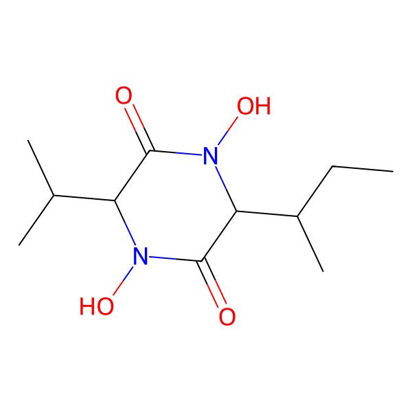 2D Structure of (3S,6S)-3-[(2R)-butan-2-yl]-1,4-dihydroxy-6-propan-2-ylpiperazine-2,5-dione
