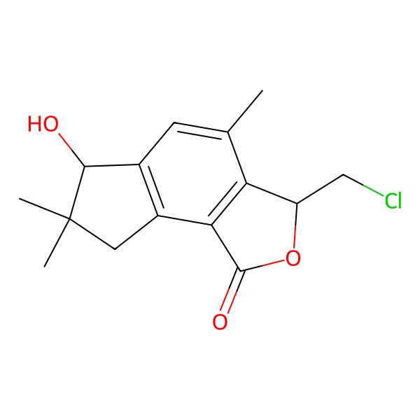 2D Structure of (3S,6S)-3-(chloromethyl)-6-hydroxy-4,7,7-trimethyl-6,8-dihydro-3H-cyclopenta[g][2]benzofuran-1-one