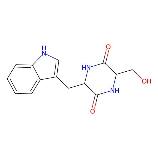 2D Structure of (3S,6S)-3-(hydroxymethyl)-6-(1H-indol-3-ylmethyl)piperazine-2,5-dione