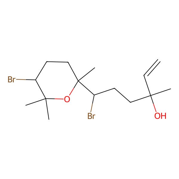 2D Structure of (3S,6S)-6-bromo-6-[(5S)-5-bromo-2,6,6-trimethyloxan-2-yl]-3-methylhex-1-en-3-ol