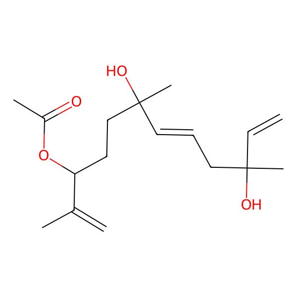 2D Structure of [(3S,6S,7E,10S)-6,10-dihydroxy-2,6,10-trimethyldodeca-1,7,11-trien-3-yl] acetate