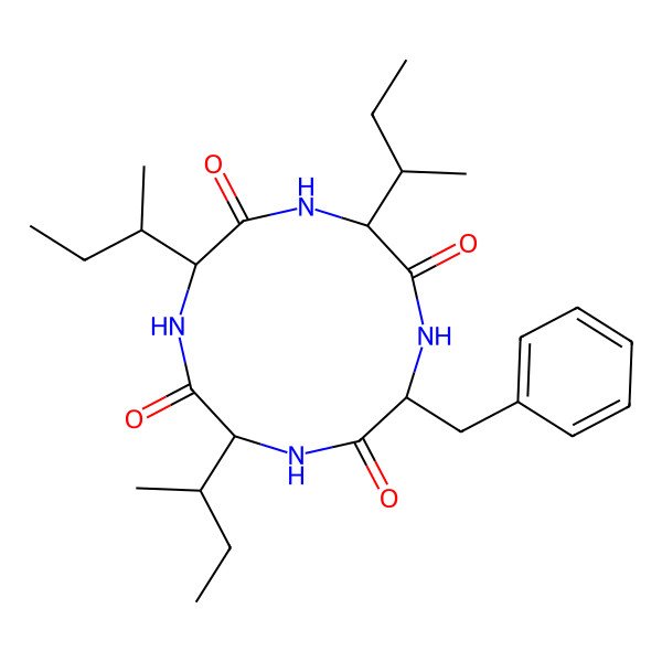 2D Structure of (3S,6S,9S,12S)-3-benzyl-6,9,12-tri-sec-butyl-1,4,7,10-tetraazacyclododecane-2,5,8,11-tetraone