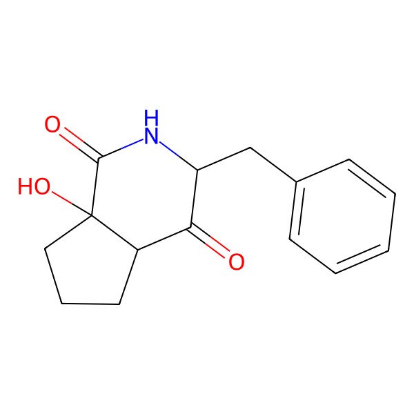 2D Structure of (3S,7aS)-3-benzyl-7a-hydroxy-2,3,4a,5,6,7-hexahydrocyclopenta[c]pyridine-1,4-dione